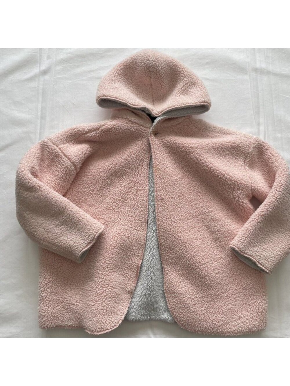 Limited Too Girls Fuzzy Sherpa Hoodie Pink Gray Size L (10)